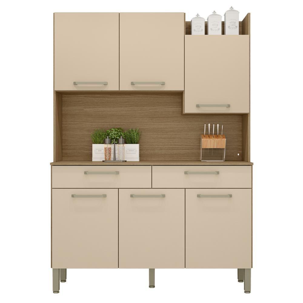 Kit De Cozinha 6 Portas E 2 Gavetas Udine Freijó Vanila - 1