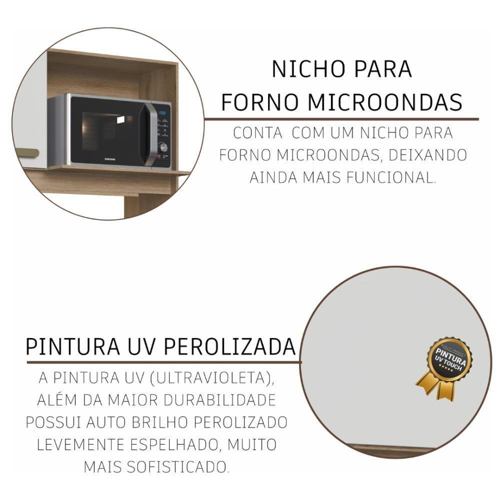 Armário De Cozinha Compacta Fidelitá Malta 122cm 4 Portas 1 Gaveta Sem Tampo E Fundo Castani/off-white - 4