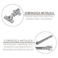 Armário De Cozinha Compacta Fidelitá Malta 122cm 4 Portas 1 Gaveta Sem Tampo E Fundo Castani/off-white - 2