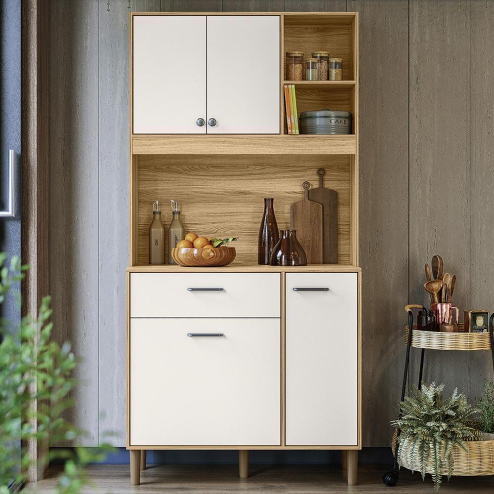 Armario De Cozinha Erva Doce 4 Portas E 1 Gaveta Freijo/off White - 2