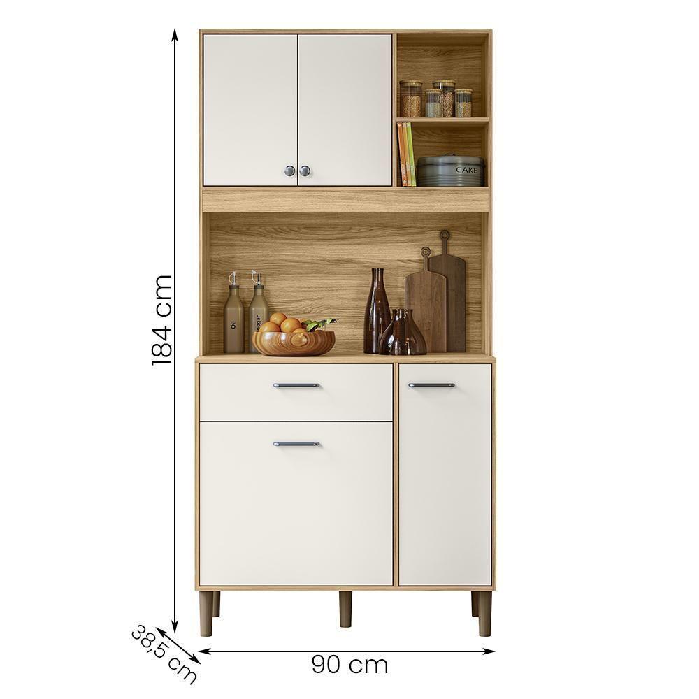 Armario De Cozinha Erva Doce 4 Portas E 1 Gaveta Freijo/off White - 4