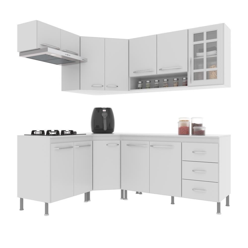 Cozinha Modulada Completa Fidelitá Viena 6 Peças 340cm 12 Portas 3 Gavetas Com Tampo Branco - 8