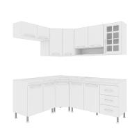 Cozinha Modulada Completa Fidelitá Viena 6 Peças 340cm 12 Portas 3 Gavetas Com Tampo Branco - 6