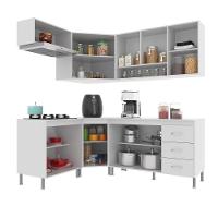 Cozinha Modulada Completa Fidelitá Viena 6 Peças 340cm 12 Portas 3 Gavetas Com Tampo Branco - 9
