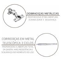Cozinha Modulada Completa Fidelitá Viena 5 Peças 340cm 12 Portas 3 Gavetas Com Tampo Branco - 3