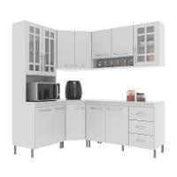 Cozinha Modulada Completa Fidelitá Viena 5 Peças 340cm 12 Portas 3 Gavetas Com Tampo Branco - 6