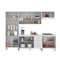 Cozinha Modulada Completa Fidelitá Viena 5 Peças 260cm 13 Portas 3 Gavetas Com Tampo Branco - 7
