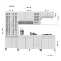 Cozinha Modulada Completa Fidelitá Viena 5 Peças 260cm 13 Portas 3 Gavetas Com Tampo Branco - 8