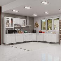 Cozinha Modulada Completa Fidelitá Viena 7 Peças 600cm 16 Portas 6 Gavetas Com Tampo Branco - 1