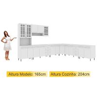 Cozinha Modulada Completa Fidelitá Viena 7 Peças 600cm 16 Portas 6 Gavetas Com Tampo Branco - 6