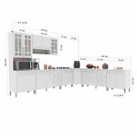 Cozinha Modulada Completa Fidelitá Viena 7 Peças 600cm 16 Portas 6 Gavetas Com Tampo Branco - 7