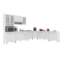 Cozinha Modulada Completa Fidelitá Viena 7 Peças 600cm 16 Portas 6 Gavetas Com Tampo Branco - 8