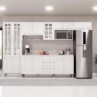 Cozinha Modulada Completa Fidelitá Viena 6 Peças 330cm 15 Portas 3 Gavetas Com Tampo Branco - 1