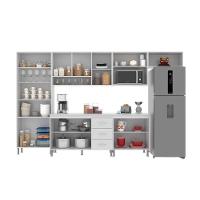 Cozinha Modulada Completa Fidelitá Viena 6 Peças 330cm 15 Portas 3 Gavetas Com Tampo Branco - 7
