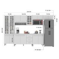 Cozinha Modulada Completa Fidelitá Viena 6 Peças 330cm 15 Portas 3 Gavetas Com Tampo Branco - 8