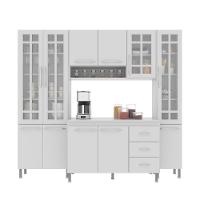 Cozinha Modulada Compacta Fidelitá Viena 4 Peças 225cm 11 Portas 3 Gavetas Com Tampo Branco - 6