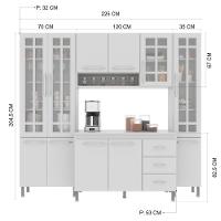 Cozinha Modulada Compacta Fidelitá Viena 4 Peças 225cm 11 Portas 3 Gavetas Com Tampo Branco - 8