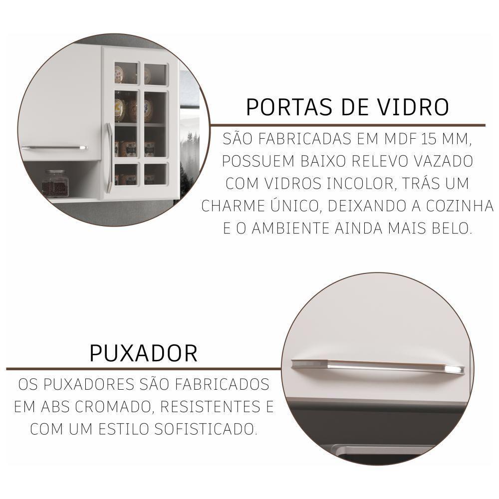 Cozinha Modulada Compacta Fidelitá Viena 2 Peças 120cm 5 Portas 3 Gavetas Com Tampo Branco - 4
