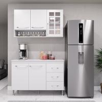 Cozinha Modulada Compacta Fidelitá Viena 2 Peças 120cm 5 Portas 3 Gavetas Com Tampo Branco - 1
