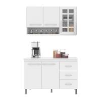 Cozinha Modulada Compacta Fidelitá Viena 2 Peças 120cm 5 Portas 3 Gavetas Com Tampo Branco - 6