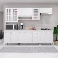 Cozinha Modulada Completa Fidelitá Viena 5 Peças 260cm 13 Portas 3 Gavetas Com Tampo Branco - 1