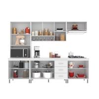 Cozinha Modulada Completa Fidelitá Viena 5 Peças 260cm 13 Portas 3 Gavetas Com Tampo Branco - 7