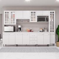 Cozinha Modulada Completa Fidelitá Viena 6 Peças 295cm 15 Portas 3 Gavetas Com Tampo Branco - 1