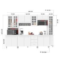 Cozinha Modulada Completa Fidelitá Viena 6 Peças 295cm 15 Portas 3 Gavetas Com Tampo Branco - 8