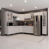 Cozinha Modulada Completa Fidelitá Viena 9 Peças 515cm 20 Portas 3 Gavetas Com Tampo Branco - 1