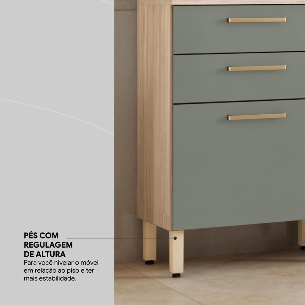 Cozinha Compacta 6 Portas 2 Gavetas Selecta 96211 Avena Menta Demobile Avena Menta - 2