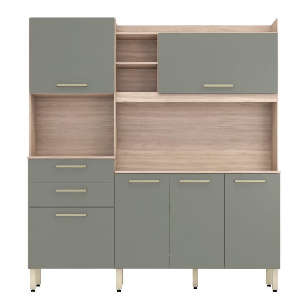 Cozinha Compacta 6 Portas 2 Gavetas Selecta 96211 Avena Menta Demobile Avena Menta - 6