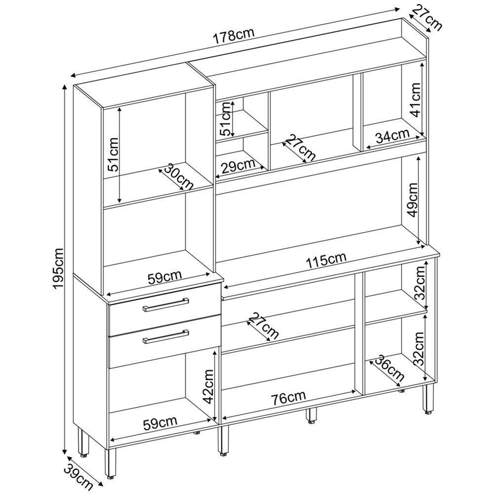 Cozinha Compacta 6 Portas 2 Gavetas Selecta 96211 Avena Menta Demobile Avena Menta - 8
