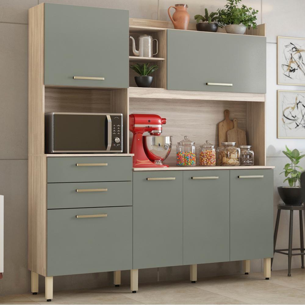 Cozinha Compacta 6 Portas 2 Gavetas Selecta 96211 Avena Menta Demobile Avena Menta - 9