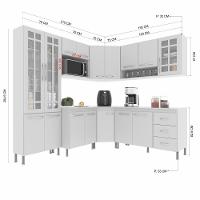 Cozinha Modulada Completa Fidelitá Viena 7 Peças 410cm 16 Portas 3 Gavetas Com Tampo Branco - 8
