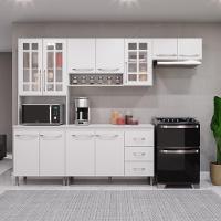 Cozinha Modulada Compacta Fidelitá Viena 4 Peças 260cm 11 Portas 3 Gavetas Com Tampo Branco - 1