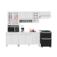 Cozinha Modulada Compacta Fidelitá Viena 4 Peças 260cm 11 Portas 3 Gavetas Com Tampo Branco - 6