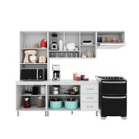 Cozinha Modulada Compacta Fidelitá Viena 4 Peças 260cm 11 Portas 3 Gavetas Com Tampo Branco - 7