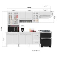 Cozinha Modulada Compacta Fidelitá Viena 4 Peças 260cm 11 Portas 3 Gavetas Com Tampo Branco - 8