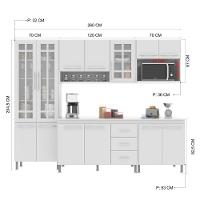 Cozinha Modulada Completa Fidelitá Viena 5 Peças 260cm 13 Portas 3 Gavetas Com Tampo Branco - 8