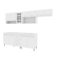Cozinha Modulada Completa Fidelitá Viena 5 Peças 260cm 11 Portas 3 Gavetas Com Tampo Branco - 6