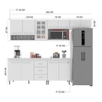 Cozinha Modulada Completa Fidelitá Viena 5 Peças 260cm 11 Portas 3 Gavetas Com Tampo Branco - 7