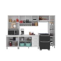 Cozinha Modulada Completa Fidelitá Viena 5 Peças 295cm 12 Portas 3 Gavetas Com Tampo Branco - 6