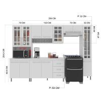 Cozinha Modulada Completa Fidelitá Viena 5 Peças 295cm 12 Portas 3 Gavetas Com Tampo Branco - 7