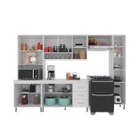 Cozinha Modulada Completa Fidelitá Viena 5 Peças 295cm 12 Portas 3 Gavetas Com Tampo Branco - 9