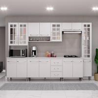 Cozinha Modulada Completa Fidelitá Viena 6 Peças 295cm 15 Portas 3 Gavetas Com Tampo Branco - 1