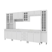 Cozinha Modulada Completa Fidelitá Viena 6 Peças 295cm 15 Portas 3 Gavetas Com Tampo Branco - 6