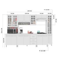 Cozinha Modulada Completa Fidelitá Viena 6 Peças 295cm 15 Portas 3 Gavetas Com Tampo Branco - 7