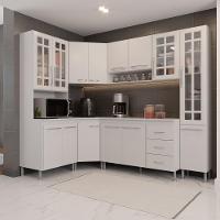 Cozinha Modulada Completa Fidelitá Viena 6 Peças 375cm 14 Portas 3 Gavetas Com Tampo Branco - 1