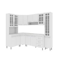 Cozinha Modulada Completa Fidelitá Viena 6 Peças 375cm 14 Portas 3 Gavetas Com Tampo Branco - 6