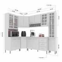 Cozinha Modulada Completa Fidelitá Viena 6 Peças 375cm 14 Portas 3 Gavetas Com Tampo Branco - 7